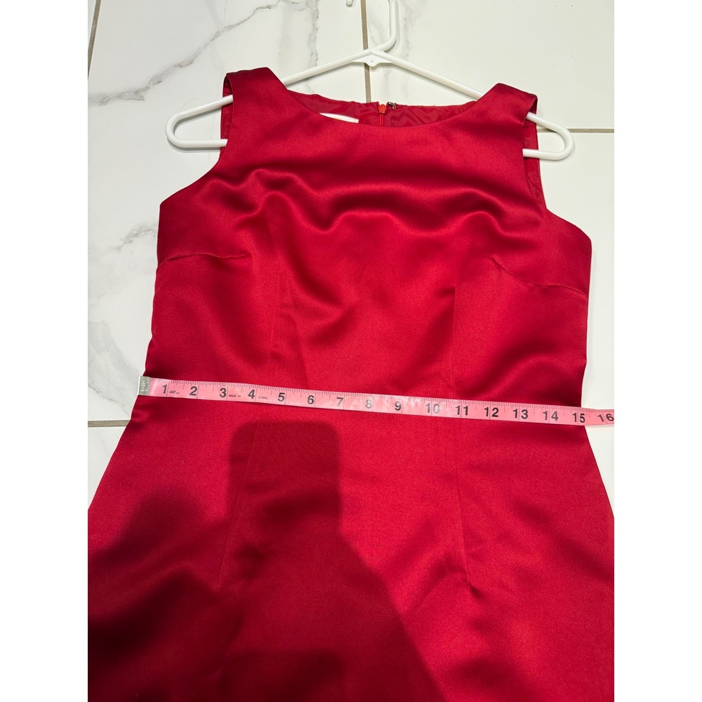 Talbots Petites Red Sleeveless Satin Sheath Dress Party Cocktail Occasion 4P - Picture 5 of 10